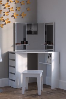 Corner dressing table with mirror
