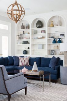 Син ъглов диван