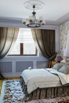 Kanopi telus di dalam bilik tidur dengan gaya Provence