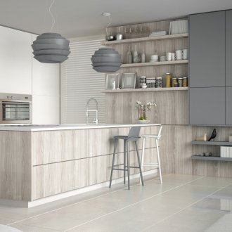 Кухня в сиво и бяло.