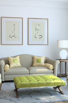 Сива всекидневна със зелено