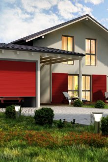 Червени врати за ролетни щори