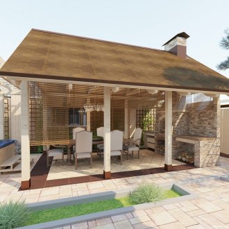 Проект на беседка с камина