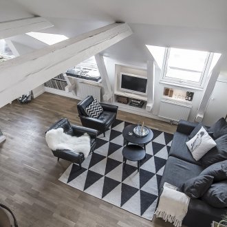Large living room in a Scandinavian country house
