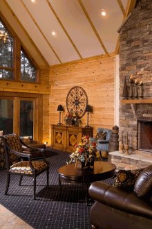Living room of a country house in dark colors