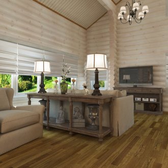 Living room with high ceiling in a country house.