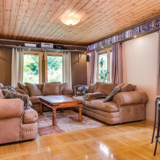 Living room with comfortable shelves