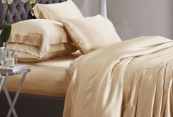 Beige silk bedding