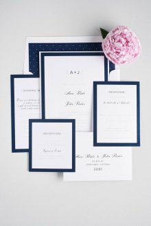 Сватбена покана в синьо