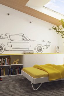 Yellow color in the interior of the nursery for the boy