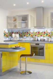 Yellow-gray kitchen set