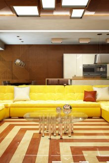 Large yellow sofa in the living room