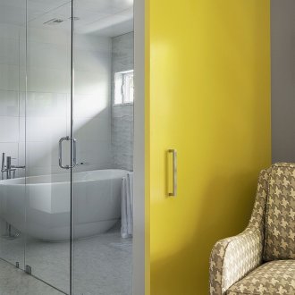 Yellow bathroom door