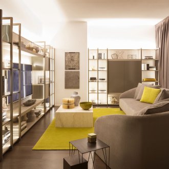 Gray yellow living room