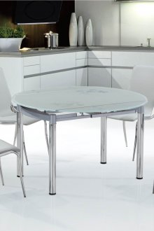 Сива кухненска маса със стъклен плот