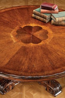 Кръгла маса с цвят на орех