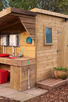 Country toilet with washbasin