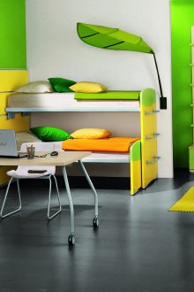 Жълт и зелен тапет в стая за две момчета