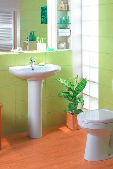 Mangkuk tandas terikat di bilik mandi