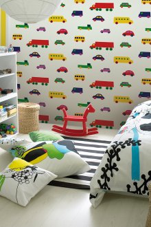 Ярки тапети с коли за стаята на момчето