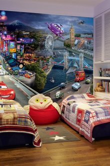 Тапет с анимационни герои за детска стая за две момчета