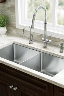 Sink keluli tahan karat dengan permukaan kerja batu