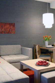 Сив ъглов диван в студио