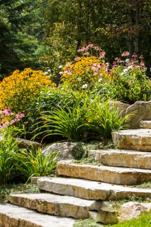 Озеленяване с каменно стълбище