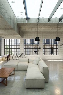 Monochrome loft studio apartment design