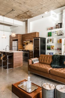 Ceiling in a loft studio apartment