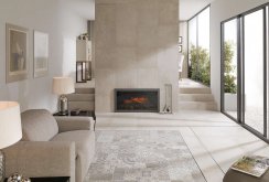 Beige fireplace tile