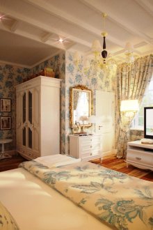 Спалня в бял и син цвят Прованс