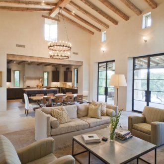 Zonasi dapur dan ruang tamu di rumah