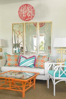 Комбинацията от тюркоазен цвят в интериора