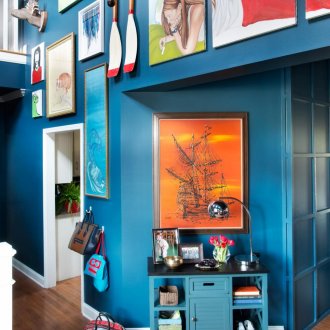 Комбинацията от синьо в интериора