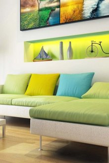 Зелено-синя цветова комбинация в интериора