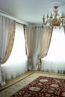 White tulle and eyelet curtains