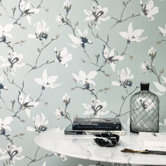 Сив флорален тапет