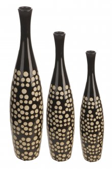 Комплект от три черни и златни подови вази
