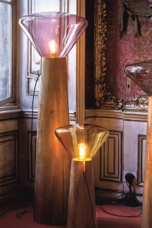 Необичайни подови дървени вази с лампи