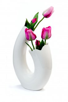 Бяла къдрава керамична ваза