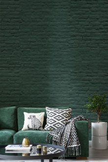 Зелен тапет под тухла