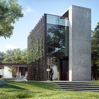 Високотехнологичен минималистичен дом.