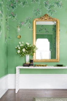 Зелен тапет за хола