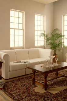 Бял килим в хола