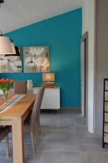 Синя всекидневна в къщата