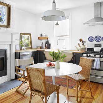 Кухня 14 кв. м с камина