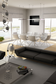 Large low coffee table made of metal and glass