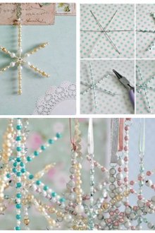 Снежинка от мъниста на коледно дърво