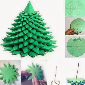Оригами хартиено коледно дърво